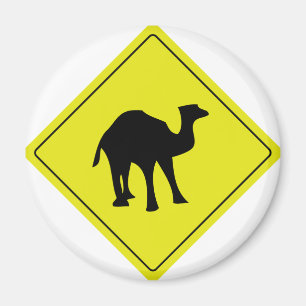 Aimant chameau australien jaune panneau routier