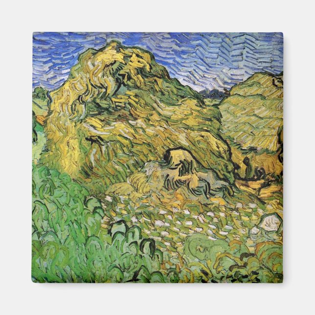 Aimant Champ avec meules de blé par Vincent van Gogh (Devant)
