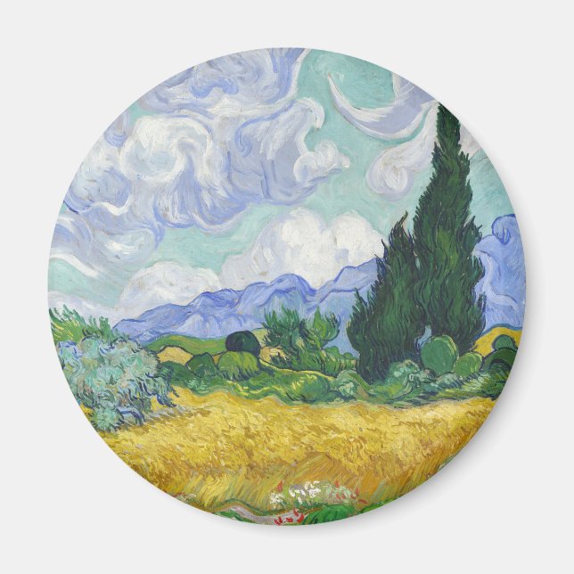 Aimant Champ de blé de Van Gogh avec Cyprès Art (Devant)