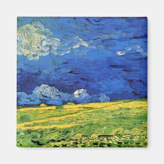 Aimant Champ de blé sous ciel nuageux par Vincent van Gog (Devant)