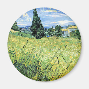Aimant Champ de blé vert avec cyprès,