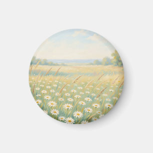 Aimant Champ de fleurs sauvages Marguerite blanche ensole