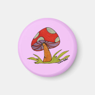 Aimant Champignon rouge avec fond violet
