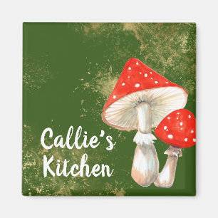 Aimant Champignons à l'aquarelle Cuisine personnalisée Ca
