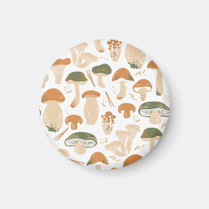 Aimant Champignons comestibles Linocut Motif Vintage