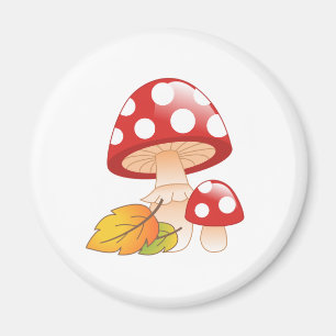 Aimant Champignons de tabouret rouge Casquette avec Feuil