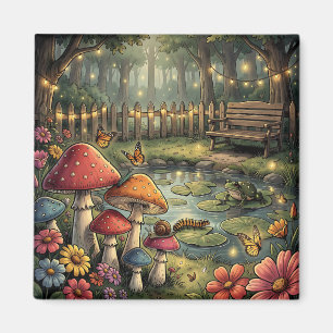 Aimant Champignons Rétro et Fleurs Vibes Rétro