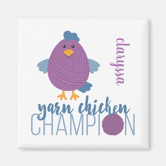 Aimant Champion de poule bleu et pourpre (Devant)