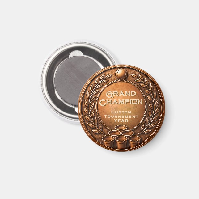 Aimant Championnat de Beer Pong pour la Médaille de Bronz (Recto/Verso)