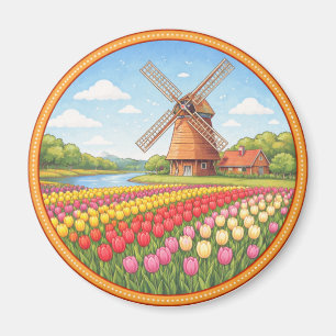 Aimant Champs de fleurs des Pays-Bas