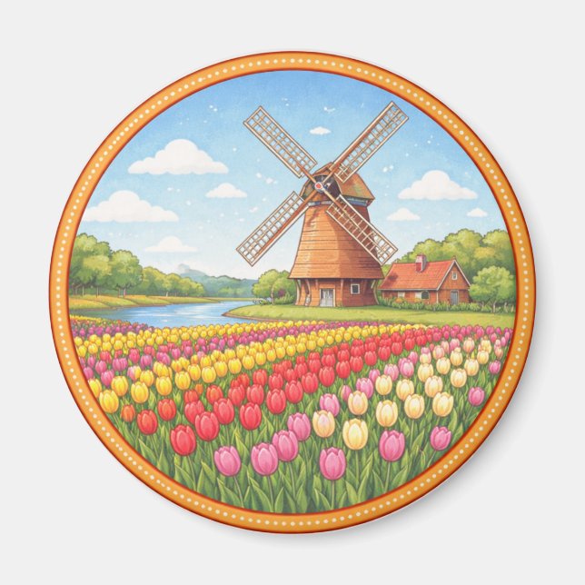 Aimant Champs de fleurs des Pays-Bas (Devant)