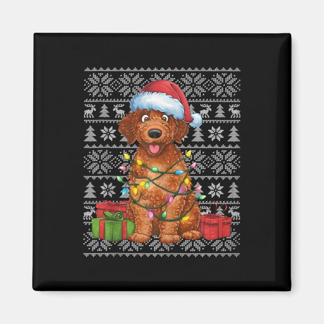 Aimant Chandail de Noël Chaud Curly Retriever Chien (Devant)