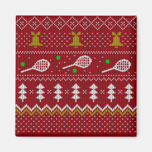 Aimant Chandail de Noël de Tennis Motif tricoté Rouge Noë