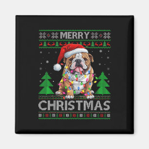 Aimant Chandail Retro Moche Xmas Style Père Noël Chien Ch