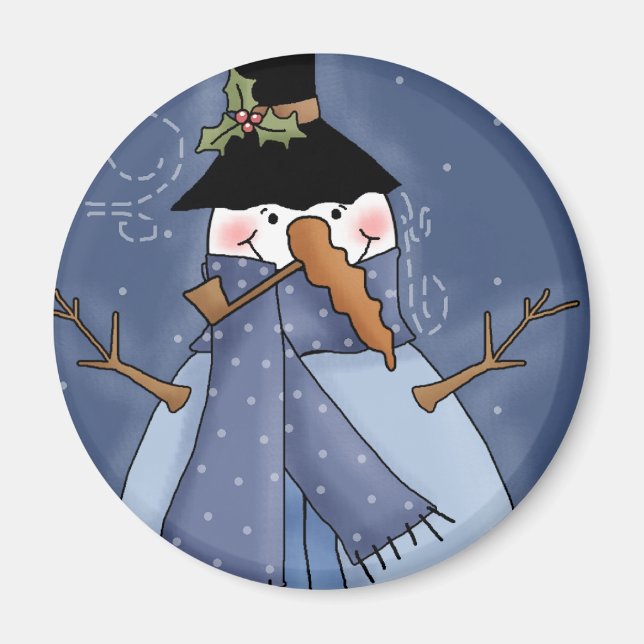 Aimant Chandails et cadeaux Snowman Blue (Devant)