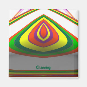 Aimant CHANNING ~ ŒIL CARRÉ 3D Fractale Vert Jaune ~