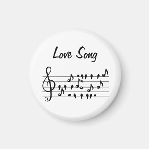 Aimant Chanson d'amour Oiseaux Notes Art Noir Blanc