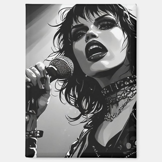 Aimant Chanteurs gothiques punk de style BD noir et blanc (Recto)