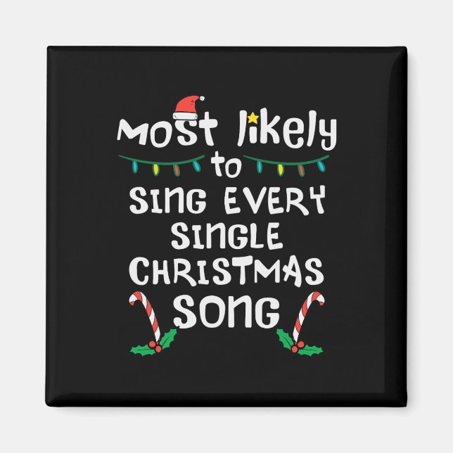 Aimant Chantez probablement chaque Chanson de Noël Xmas M (Devant)