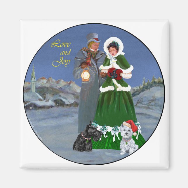 Aimant Chants de Noël de Westie et Scottie (Devant)