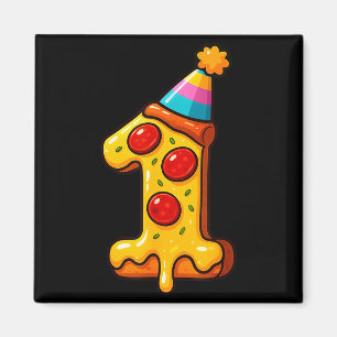Aimant Chapeau de fête d'anniversaire 1 an Pizza pour gar
