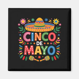 Aimant Chapeau de fête de Cinco De Mayo Maracas Floral Fi