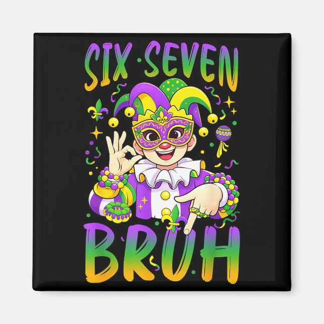 Aimant Chapeau de Fou Leprechaun Mardi Gras Six Seven Bru (Devant)