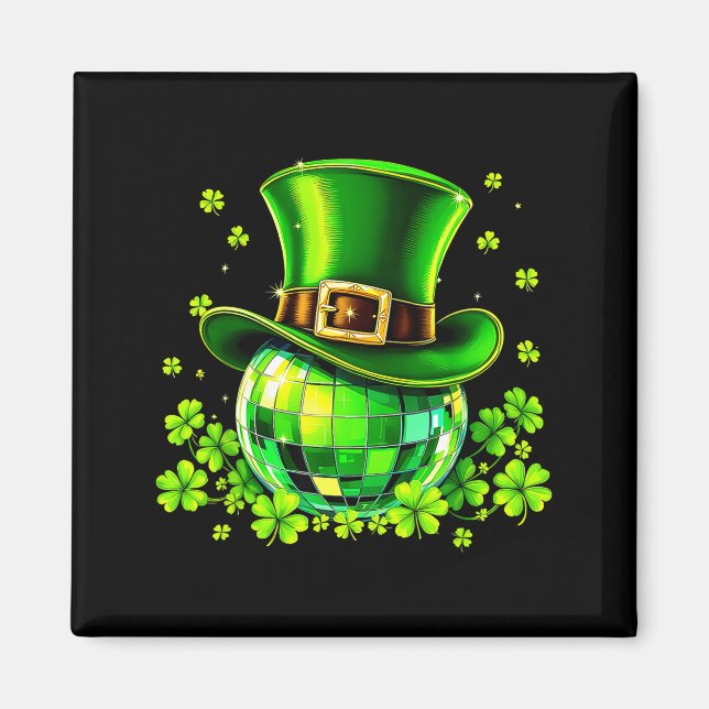 Aimant Chapeau de Leprechaun Boule Disco Shamrock Irlanda (Devant)