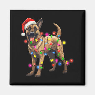 Aimant Chapeau de Noël de chien Santa Chien Malinois Belg