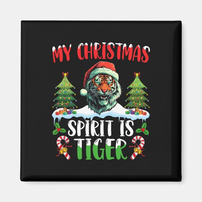 Aimant Chapeau de Noël de Santa Tiger Noël Mon Esprit de  (Devant)