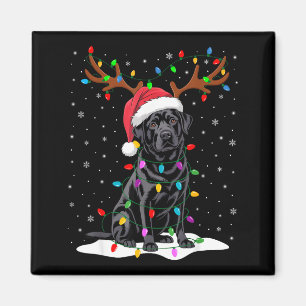 Aimant Chapeau de Père Noël Labrador noir Renne Arbre Lum