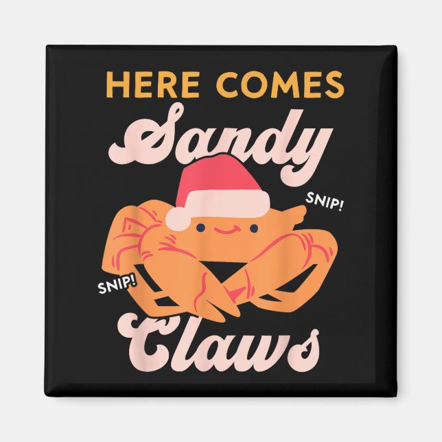 Aimant Chapeau de Santa Pun Crabe de Noël Mignon, Voici d (Devant)