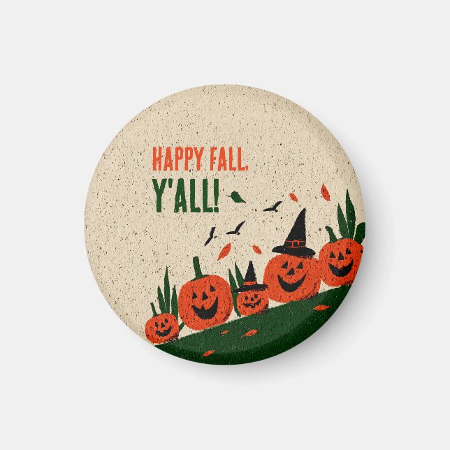 Aimant Chapeau de sorcière citrouille mignon Happy Fall Y (Devant)