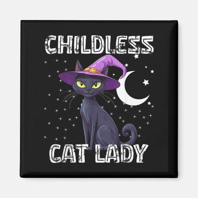 Aimant Chapeau de sorcière effrayant de chat sans enfants (Devant)