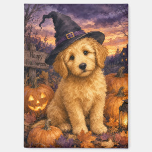 Aimant Chapeau de sorcière Goldendoodle Citrouille