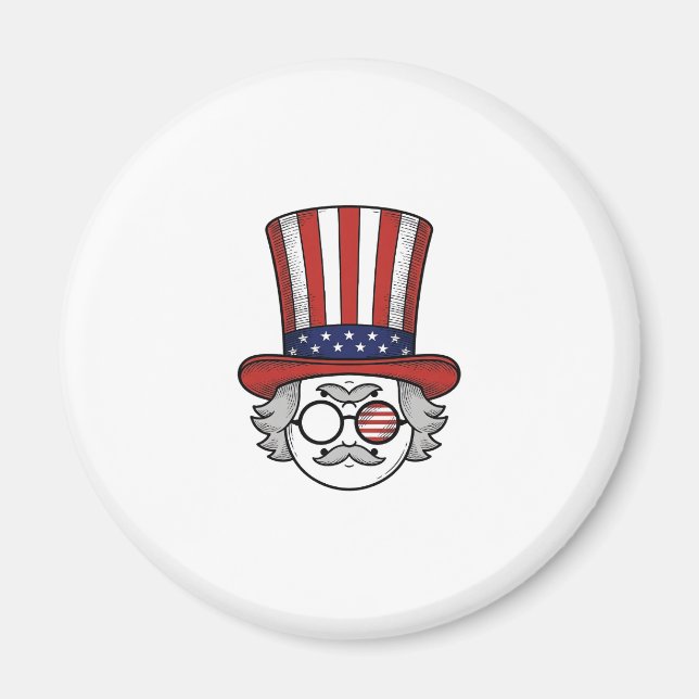 Aimant Chapeau haut de forme à l'envers patriotique visag (Devant)