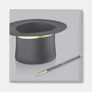 Aimant Chapeau haut de magie et baguette magique