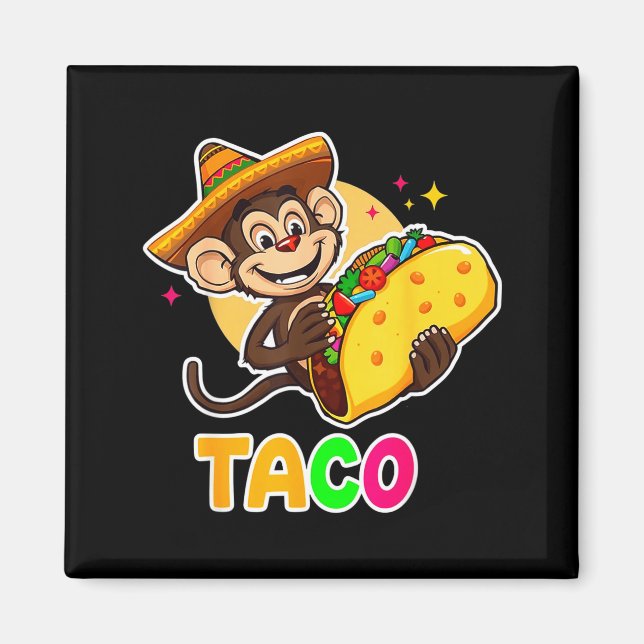 Aimant Chapeau mexicain singe taco el squatcho fun cinco (Devant)