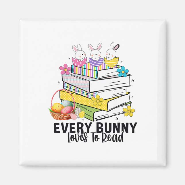 Aimant Chaque lapin adore lire Pâques Livre de lecture mi (Devant)