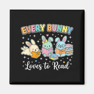 Aimant Chaque lapin adore lire un livre de Pâques drôle p