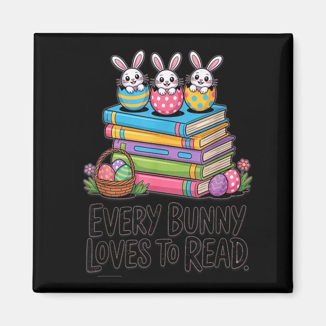 Aimant Chaque lapin adore lire un livre mignon de lapin d (Devant)