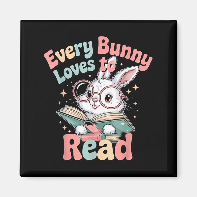 Aimant Chaque lapin adore lire une mignonne conception de (Devant)