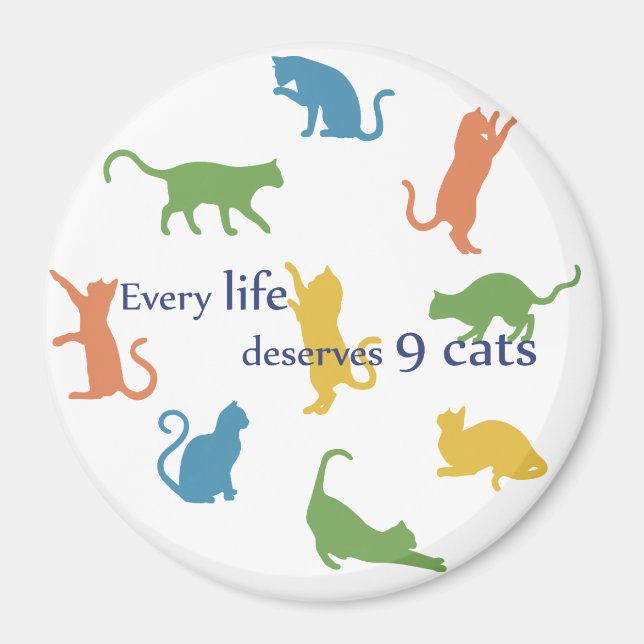 Aimant Chaque Vie Mérite 9 Chats Drôle Citation De Chat (Devant)