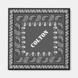Aimant Charcoal Grey Western Paisley Bandana Personnalisé
