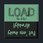 Aimant Chargez Unload FUNNY ! Lave-vaisselle<br><div class="desc">Un drôle de message à mettre sur votre lave-vaisselle pour vous dire si les plats sont sales ou propres. Vert écologique avec typographie amusante. Un grand cadeau pour le procrastinateur dans votre vie!</div>