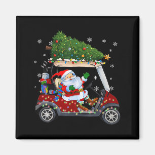 Aimant Chariot de golf de Noël de Santa Lumières de sapin