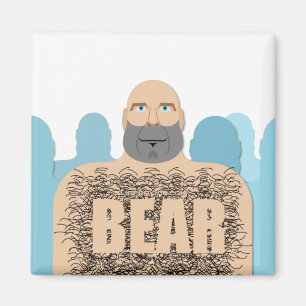 Aimant Chariot d'homme ours chauve musclé de SlipperyJoe