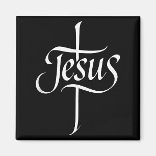 Aimant Charité Jésus Croix Calligraphie Culte Design Tank