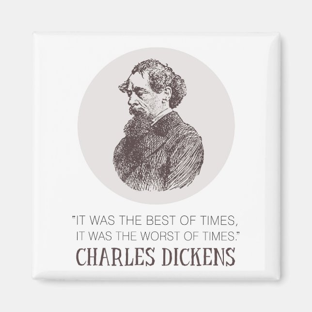 Aimant Charles Dickens Portrait et Citation (Devant)