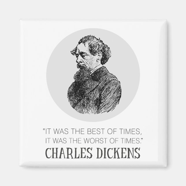 Aimant Charles Dickens Portrait et Citation (Devant)